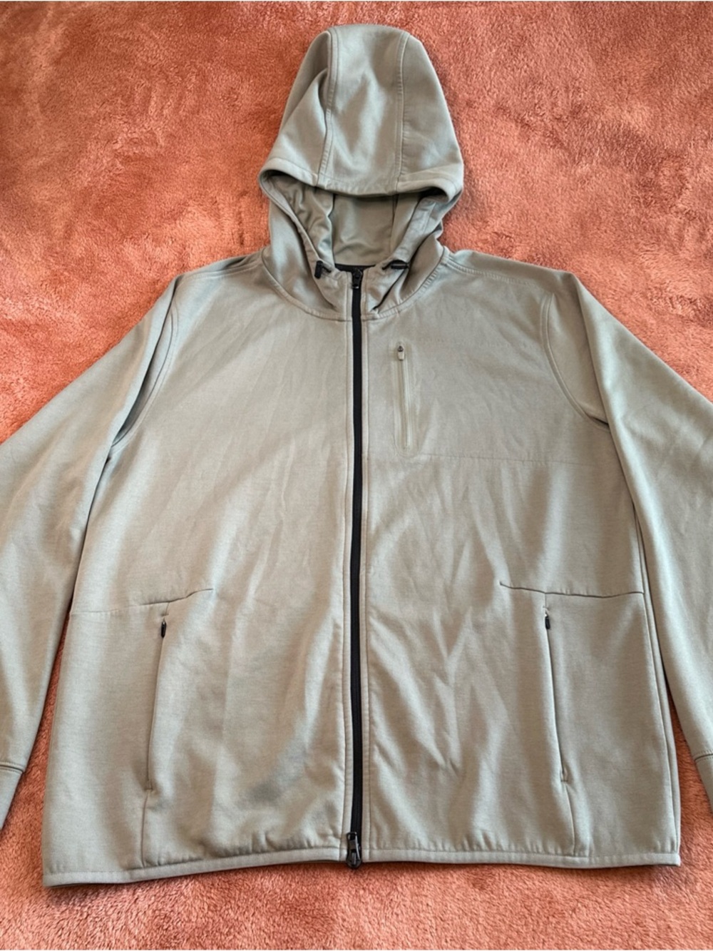 Men's Zip-Up Hooded Sweater in Sage Green